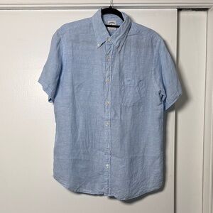 Brooks Brothers Light Blue Short-Sleeve Linen Button-Down Shirt